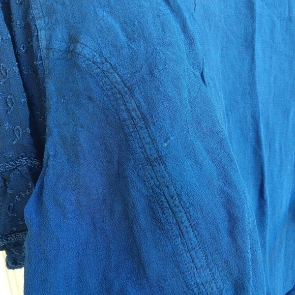 Holy Clothing Rachelle Tunic Top Size XL 1X Blue Ruffle Embroidered Tassels - Picture 11 of 11